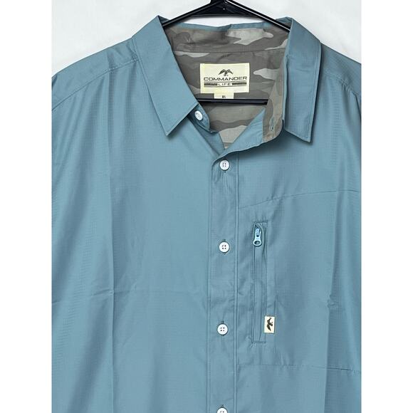 NWT Commander Life Men's XL Green Fishing Summer Athleisure Vacation Shirt - Picture 9 of 11